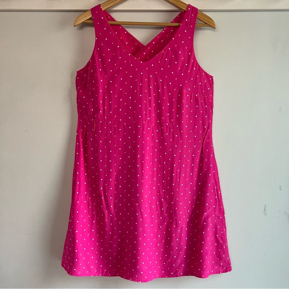 LOFT Vibrant Pink Dress with Polka Dots